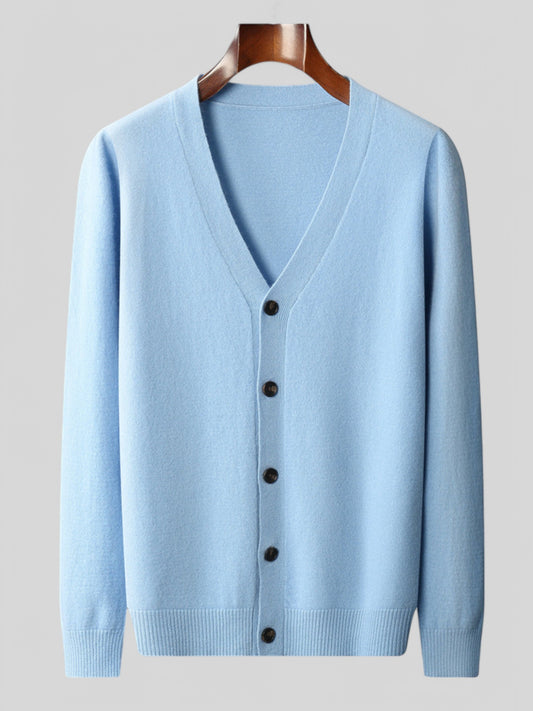 V-Neck Wool Cardigan - Lenzano